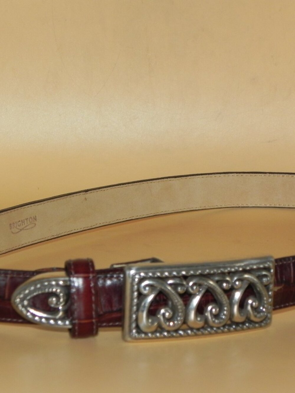 BRIGHTON Fashion Belt Women's S28 Brown Embossed Leather.